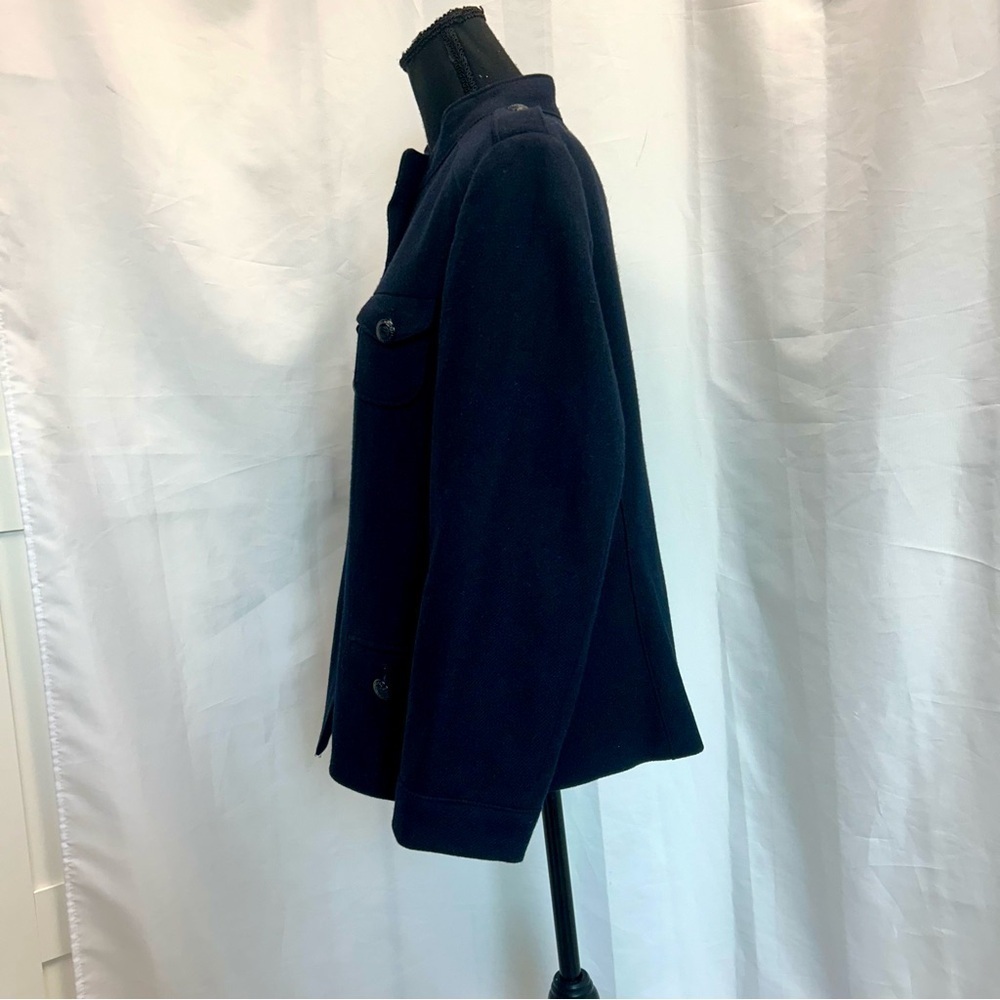 Brooks Brothers Red Fleece dark navy blue wool long sleeve military jacket coat - Picture 3 of 14